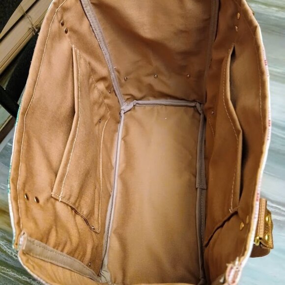 New Southwestern Phoenix Tote Shopper Purse Bag Rust Gold Double handle Carryall - Picture 10 of 11